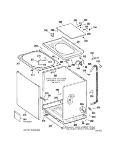 CABINET Diagram and Parts List for MNXR1070B1WW  General Electric Washer