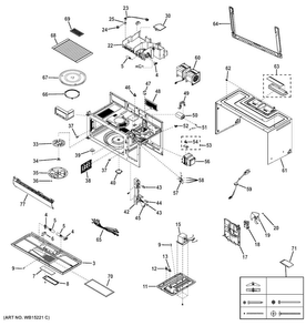 Oven Cavity Parts Diagram and Parts List for JNM6171DF1BB  General Electric Microwave