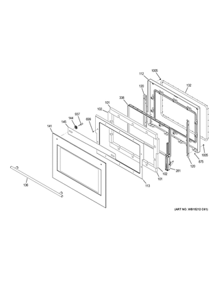 Lower Door Diagram and Parts List for ZEK7500SH4SS  General Electric Wall Oven