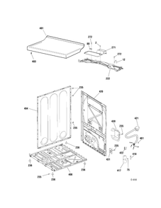 CABINET Diagram and Parts List for GCMX180ED2WW  General Electric Dryer