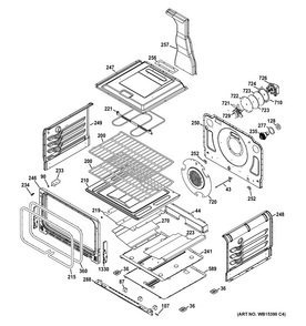 Lower Oven Diagram and Parts List for PGB950DEF2WW  General Electric Range