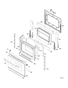 DOOR PARTS Diagram and Parts List for PCGB930DET1BB  General Electric Range
