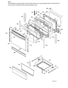 DOOR & DRAWER Diagram and Parts List for JCB630DK1WW  General Electric Range