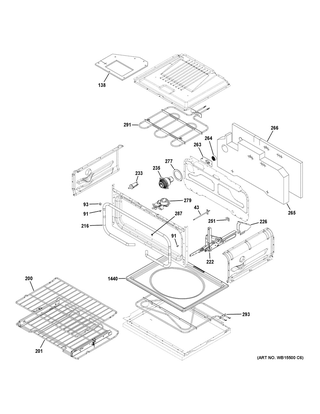 Upper Oven Diagram and Parts List for CES750P3M1D1  General Electric Range