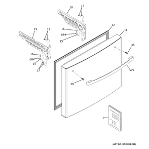 Freezer Door Diagram and Parts List for GNE27JGMZFBB  General Electric Refrigerator