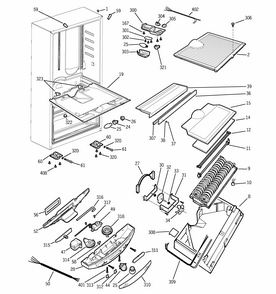 Cabinet Diagram and Parts List for GBS18KBMWW  General Electric Refrigerator