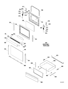 DOOR & DRAWER Diagram and Parts List for JCBS35WJ2WW  General Electric Range
