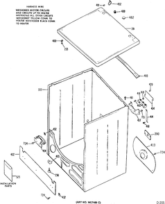 CABINET & TOP GROUP Diagram and Parts List for DDC5200MDL  General Electric Dryer