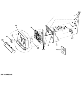Control Panel Diagram and Parts List for GTDS850ED1WS  General Electric Dryer