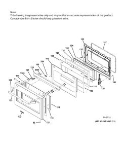 LARGE DOOR ASSEMBLY Diagram and Parts List for ZDP486NRP7SS  General Electric Range