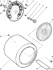 DRUM & HEATER Diagram and Parts List for 66461T2WW  General Electric Dryer