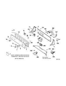 CONTROL PANEL Diagram and Parts List for 57441D5WW  General Electric Washer