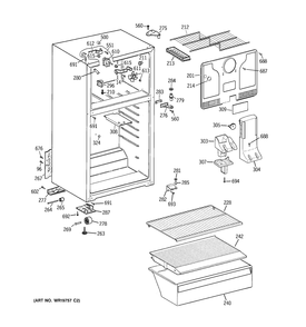 CABINET Diagram and Parts List for STS16ABSARWW  General Electric Refrigerator