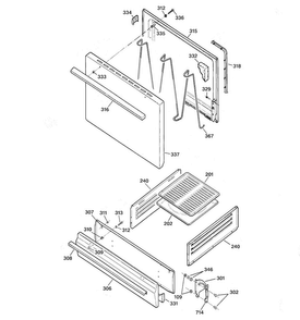 Door & Drawer Parts Diagram and Parts List for RGB508PEA1CT  Hotpoint Range