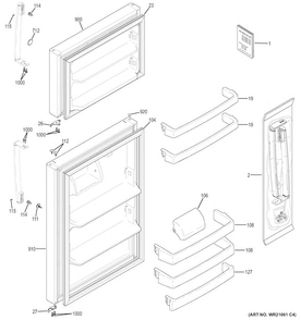 Doors Diagram and Parts List for GIE18GSHERSS  General Electric Refrigerator