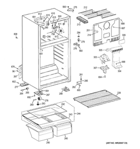 Cabinet Diagram and Parts List for GTH17DBDDRCC  General Electric Refrigerator