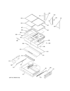 Fresh Food Shelves Diagram and Parts List for GFE28GGKDBB  General Electric Refrigerator