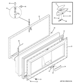 Door Diagram and Parts List for FCM25SUDWW  General Electric Freezer