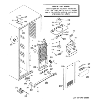 Freezer Section Diagram and Parts List for XSS25GGHBCBB  General Electric Refrigerator