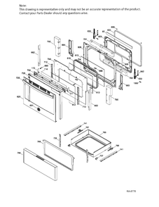 DOOR & DRAWER Diagram and Parts List for JCB630SK1SS  General Electric Range