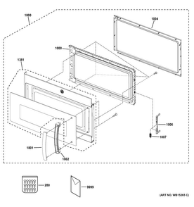 Door Parts Diagram and Parts List for PVM9179DF3BB  General Electric Microwave