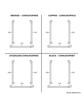 Cafe Customization Diagram and Parts List for CWE19SP4NBW2  General Electric Refrigerator