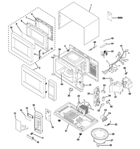 Microwave Diagram and Parts List for JES733WY003  General Electric Microwave