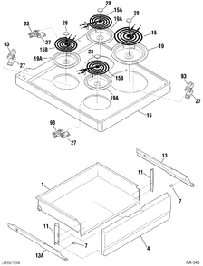 COOKTOP GROUP Diagram and Parts List for CRMF2150VB3  General Electric Range