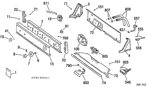 CONTROL GROUP Diagram and Parts List for HNSR1060W0WW  General Electric Washer