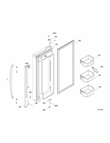 FF DOOR LEFT Diagram and Parts List for GFRF2KBYCWW  General Electric Refrigerator
