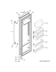 Fresh Food Door Diagram and Parts List for XSS23GGPECWW  General Electric Refrigerator