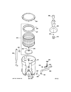 TUB GROUP Diagram and Parts List for WPRE8320H0WT  General Electric Washer