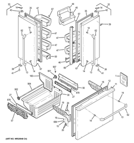 Doors Diagram and Parts List for CWS21SSEBFSS  General Electric Refrigerator