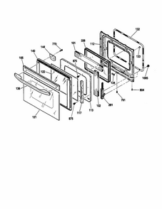 Door Diagram and Parts List for 91147604100  Kenmore Wall Oven