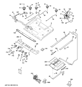 GAS & BURNER PARTS Diagram and Parts List for PGB945SEF3SS  General Electric Range