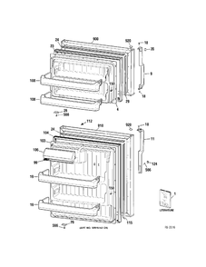 DOORS Diagram and Parts List for MTS17GBSERWW  General Electric Refrigerator