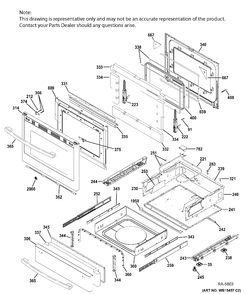 DOOR & DRAWER Diagram and Parts List for PCGB940SEJ1SS  General Electric Range