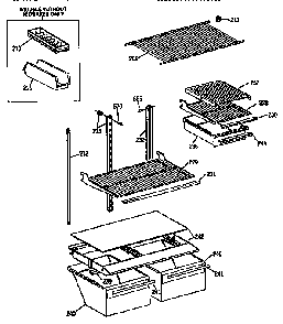 Shelf Assembly Diagram and Parts List for TBX18DISJRAD  General Electric Refrigerator
