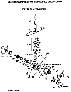Motor/pump Diagram and Parts List for GSD650L-02  General Electric Dishwasher