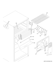 Freezer Section Diagram and Parts List for GTE18GMHBRES  General Electric Refrigerator