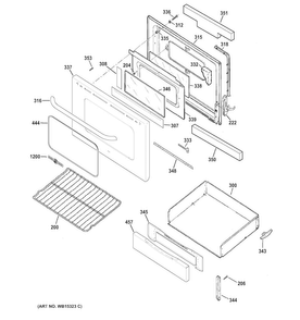 Door & Drawer Assembly Diagram and Parts List for ABS45DF1BS  General Electric Range