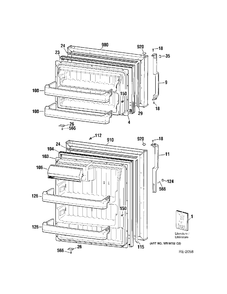 DOORS Diagram and Parts List for MTS17BBSERWW  General Electric Refrigerator