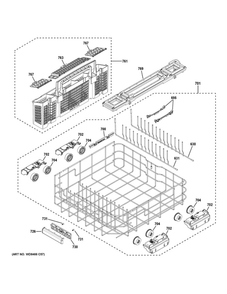 Lower Rack Assembly 1 Diagram and Parts List for ZDT925SPN8SS  General Electric Dishwasher