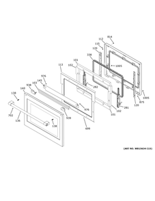 Upper Door Diagram and Parts List for ZTDX1DPSN3SS  General Electric Wall Oven