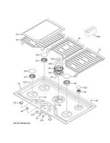 Control Panel And Cooktop Diagram and Parts List for PGP9030SL3SS  General Electric Range