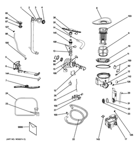Motor-pump Mechanism Diagram and Parts List for GLDT690D02WW  General Electric Dishwasher