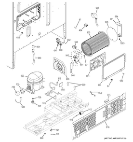 Machine Compartment Diagram and Parts List for GFE26GGKBWW  General Electric Refrigerator