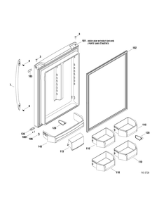 FF DOOR Diagram and Parts List for PDRS0MBYALSS  General Electric Refrigerator