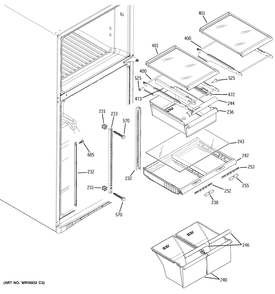 FRESH FOOD SHELVES Diagram and Parts List for 38485KBRKRBB  General Electric Refrigerator