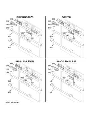 Cafe Customization Diagram and Parts List for CES750P3M1D1  General Electric Range